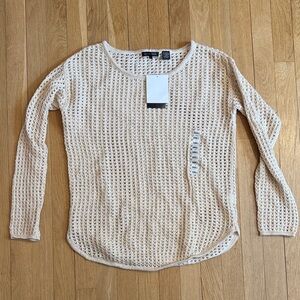 JEANNE PIERRE Open Knit Cream and Gold Sweater
